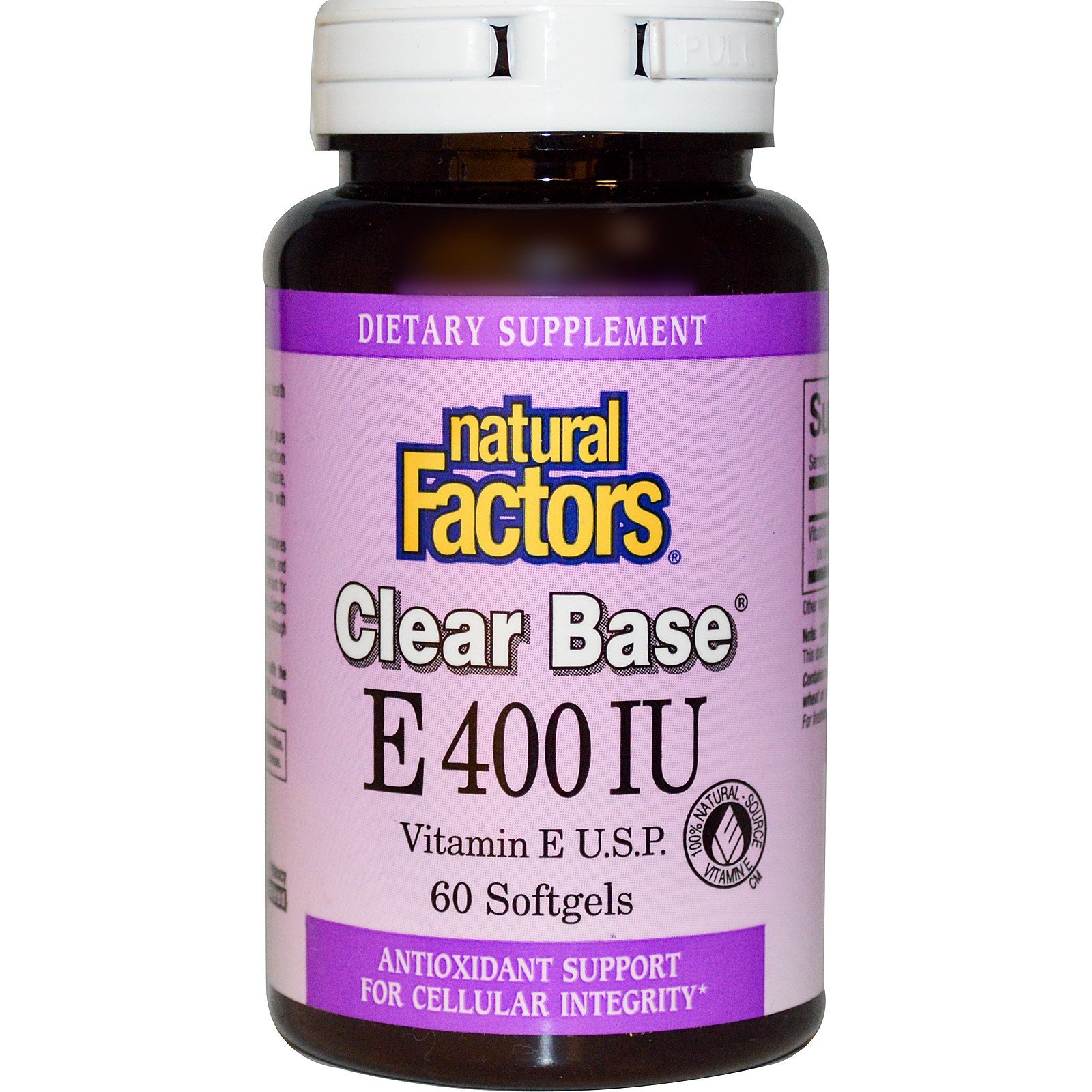 Foto 1 | Suplemento Natural Factors, Base Transparente, Vitamina E, 400 Ui, 60 Cápsulas Blandas - Venta Internacional.