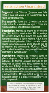 Foto 2 | Suplemento Bio Nutrition Moringa Oleifera 5000 Mg 90 Cápsulas - Venta Internacional.