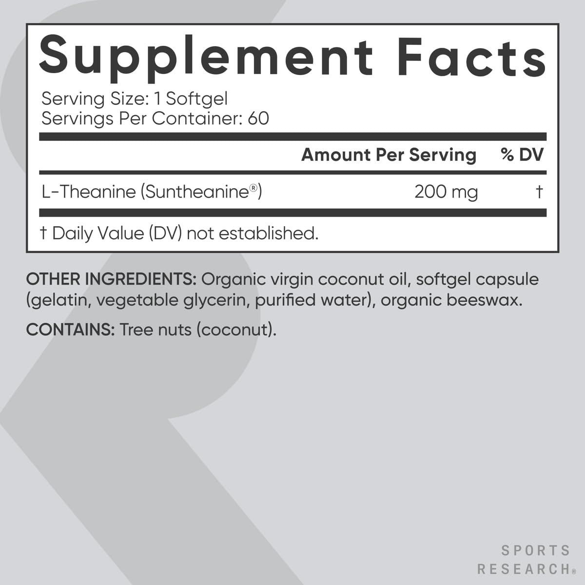 Foto 7 pulgar | Suplemento Sports Research L-teanina 200 Mg 60 Cápsulas Blandas - Venta Internacional.