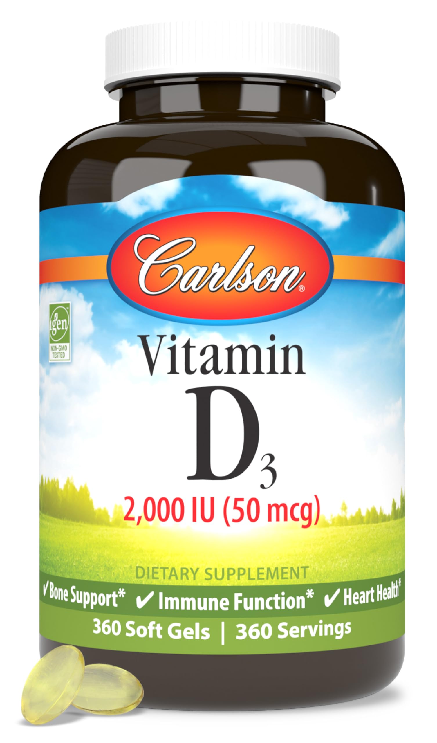 Foto 2 pulgar | Suplemento De Vitamina D Carlson D3 2000 Ui 360 Cápsulas Blandas - Venta Internacional.