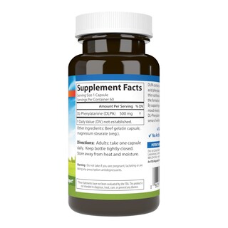 Foto 2 | Suplemento Carlson Dlpa Dl-fenilalanina 500 Mg 60 Cápsulas - Venta Internacional.