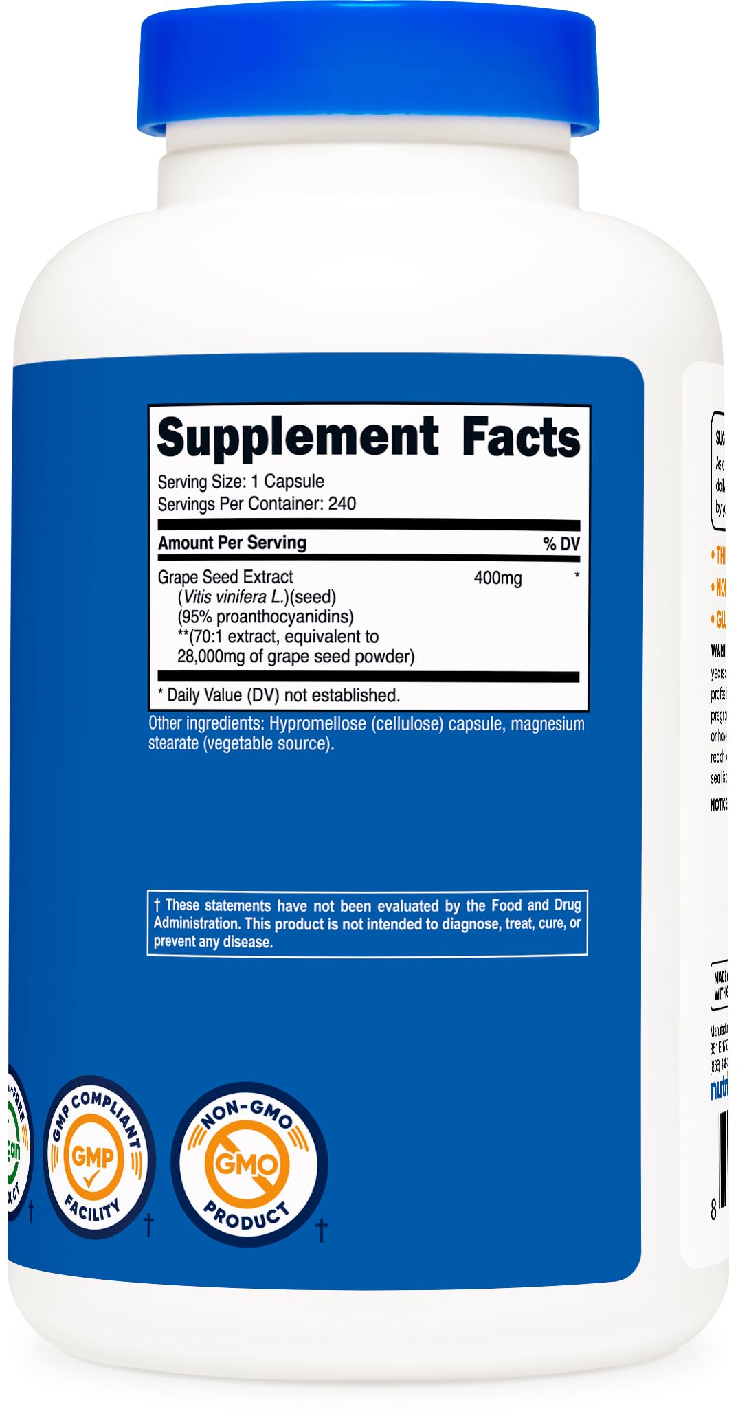 Foto 6 pulgar | Suplemento Nutricost De Extracto De Semilla De Uva 28000 Mg 240 Cápsulas - Venta Internacional.