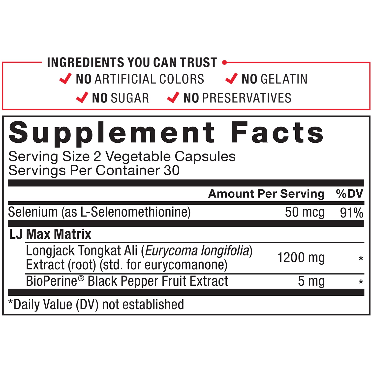Foto 7 pulgar | Suplemento Force Factor Longjack Tongkat Ali Max 1200 Mg - Venta Internacional.