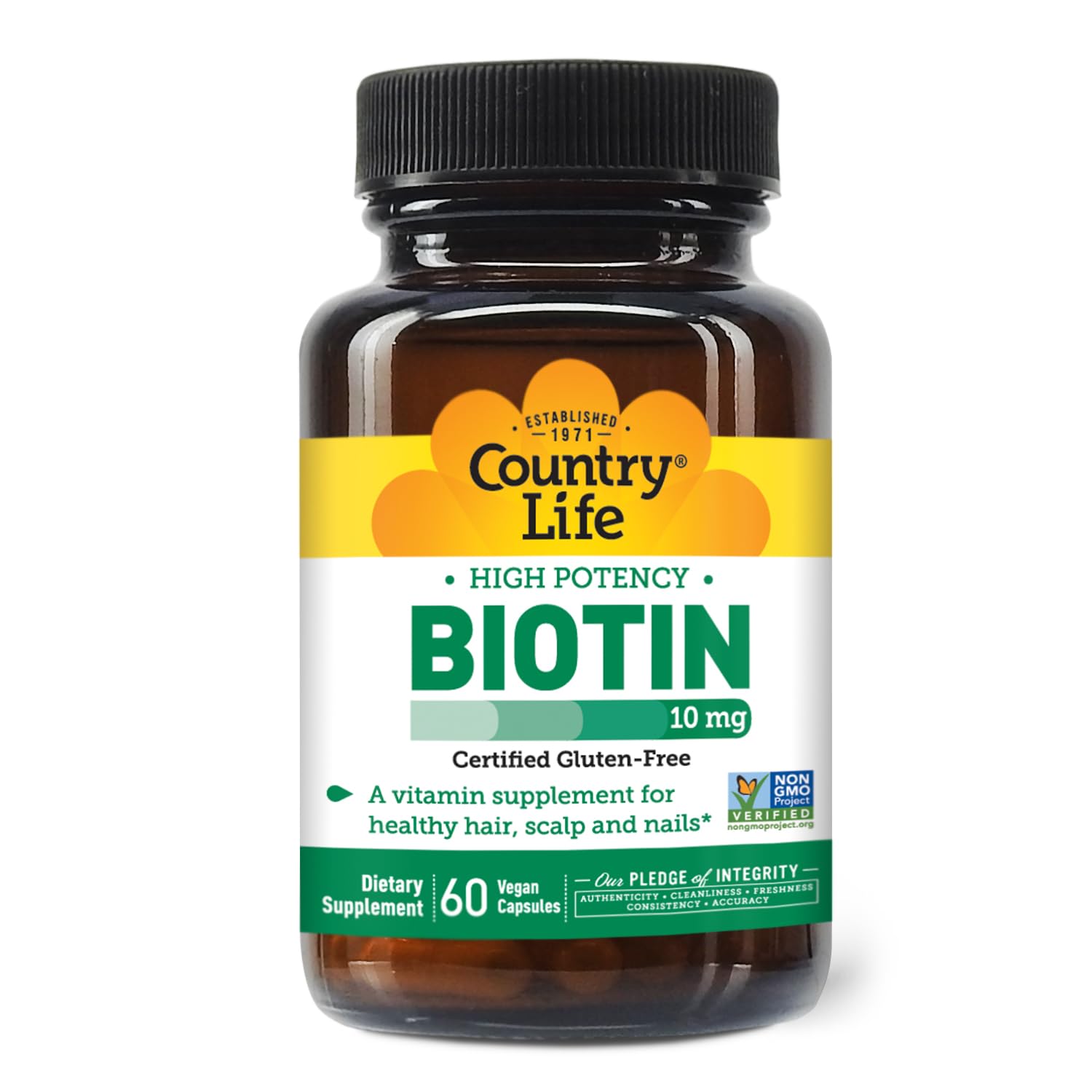Suplemento Country Life Vitamins, Biotina De Alta Potencia, 10 Mg - Venta Internacional.