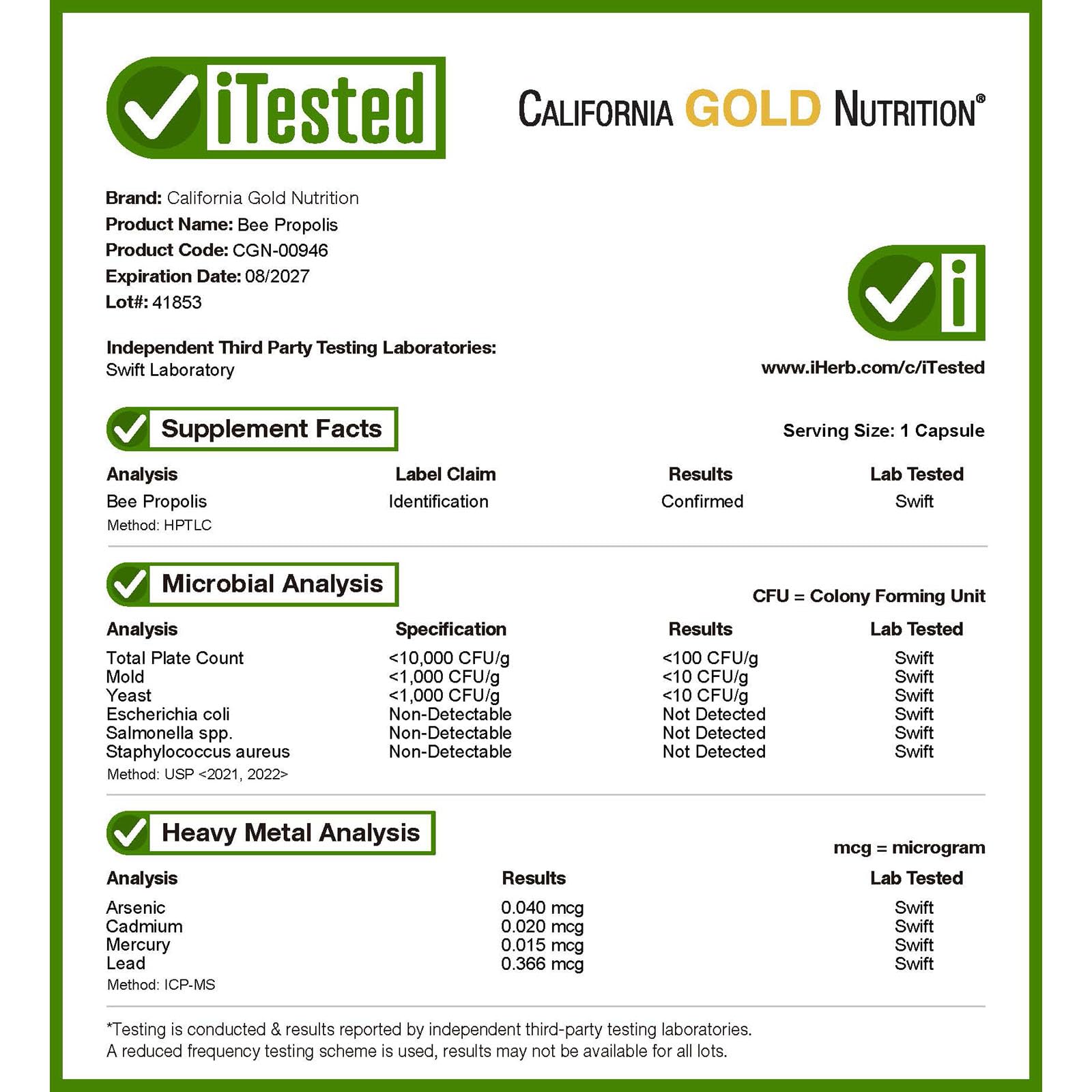 Foto 4 | Suplemento De Propóleo De Abeja De California Gold Nutrition, 2 X 240 Cápsulas - Venta Internacional.