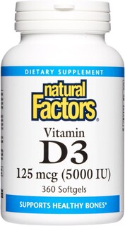 Foto 1 | Suplemento De Vitamina D3 De Natural Factors, 5000 Ui, 360 Cápsulas Blandas - Venta Internacional.