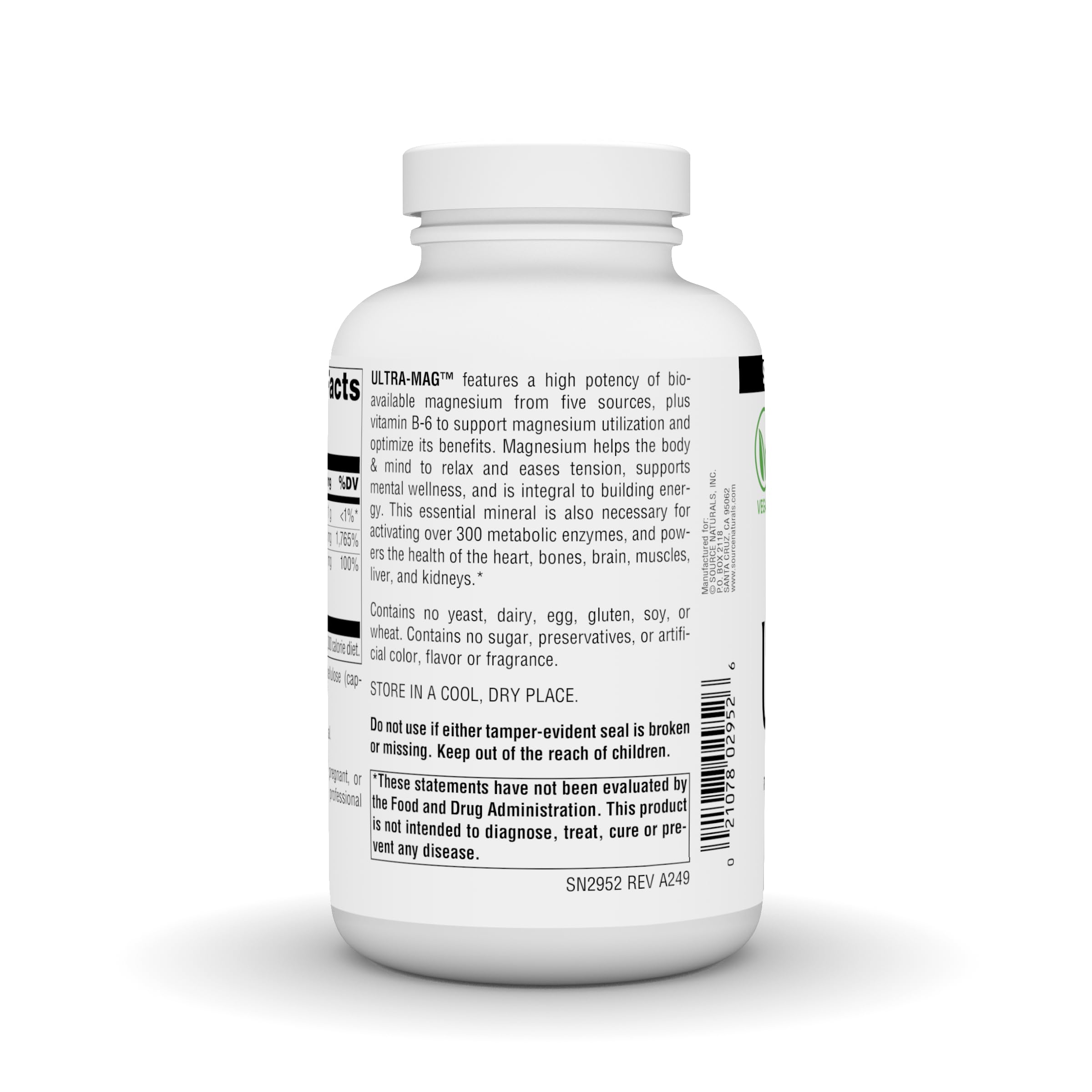 Foto 4 pulgar | Supplement Source Naturals Ultra-mag Vegan Magnesio 180 Cápsulas - Venta Internacional.