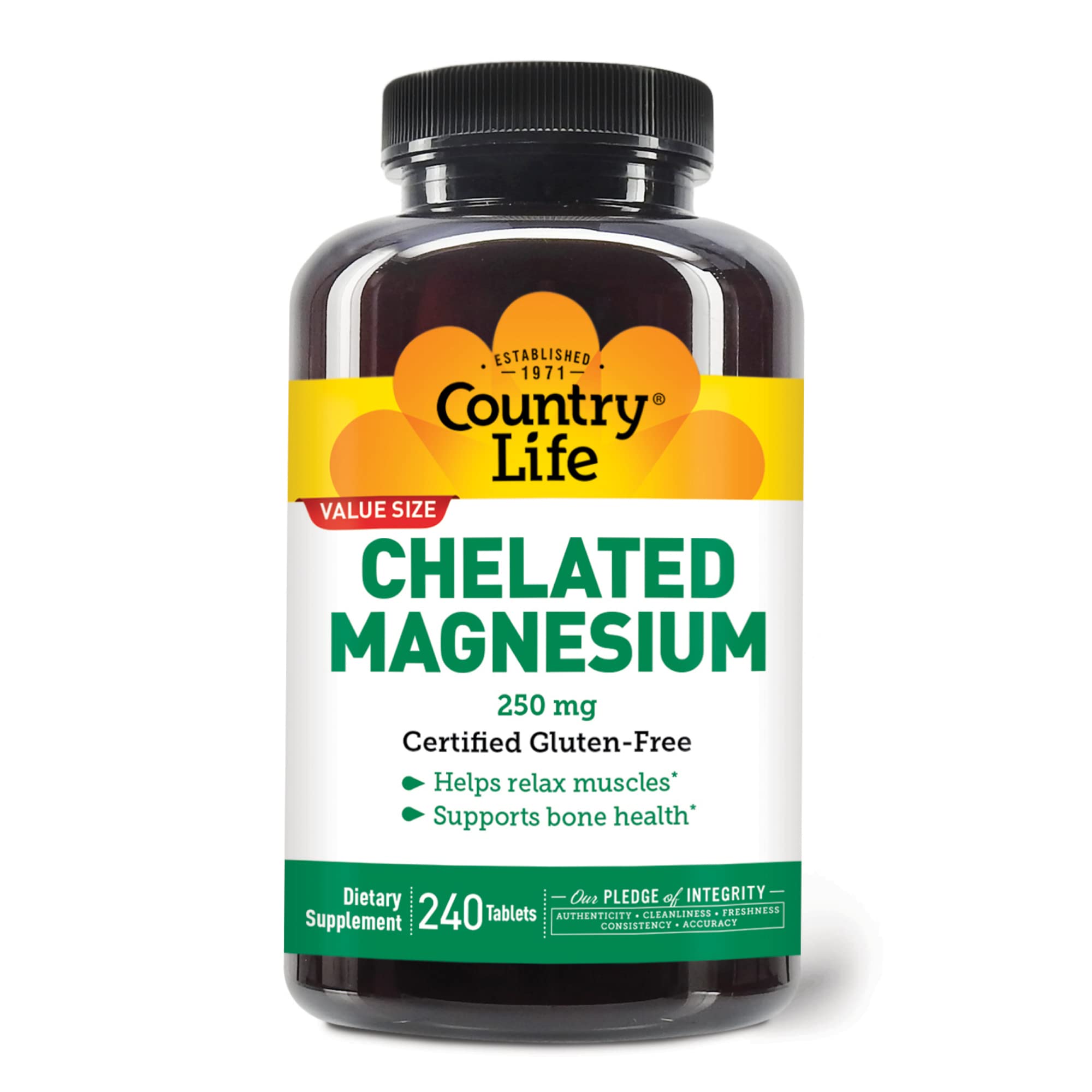 Suplemento Country Life De Magnesio Quelatado 250 Mg 240 Comprimidos - Venta Internacional.