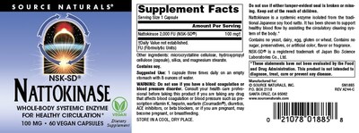 Foto 4 | Natokinasa Nsk-sd De Supplement Source Naturals 100 Mg - 60 Cápsulas - Venta Internacional.