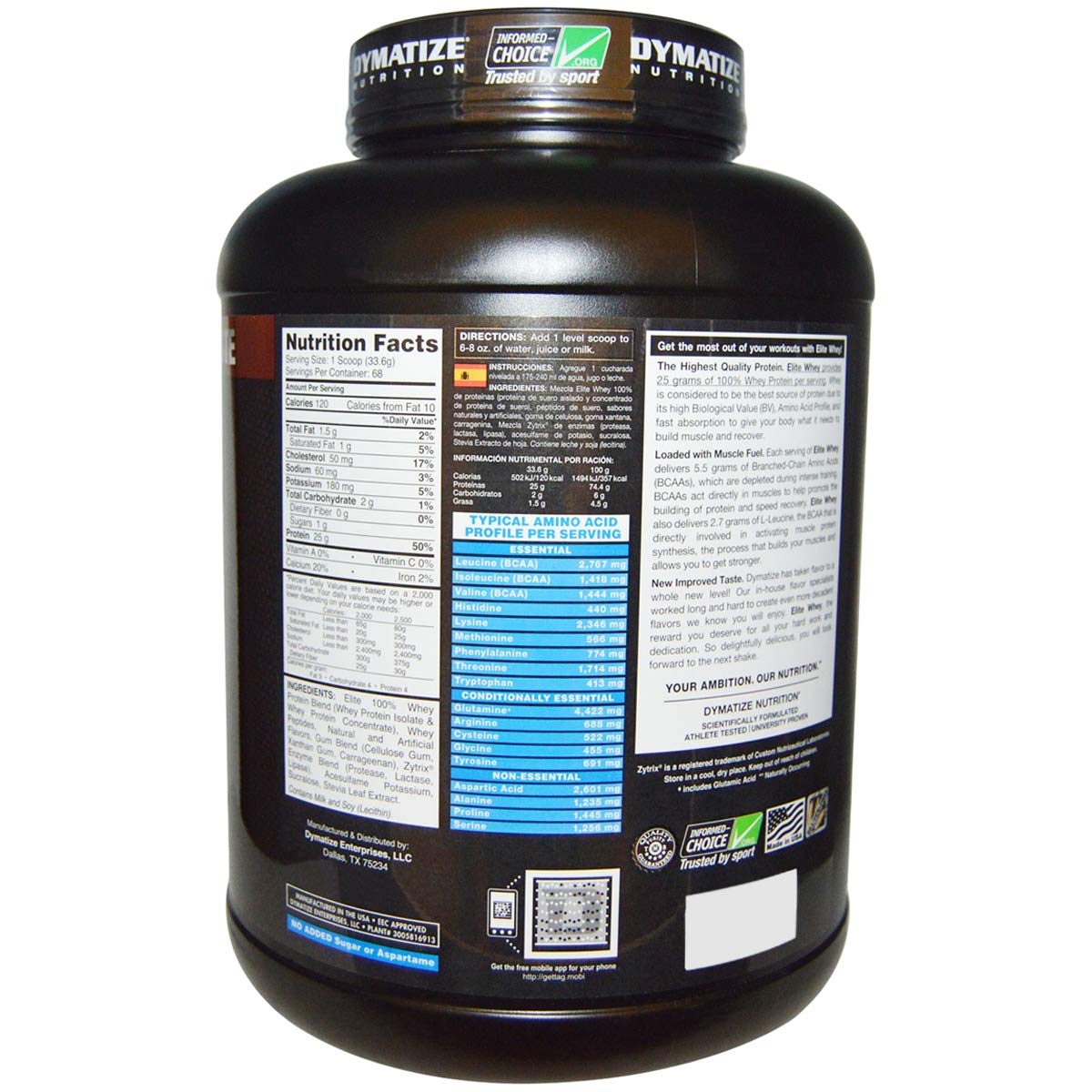 Foto 3 pulgar | Proteína En Polvo Dymatize Elite 100% Whey Gourmet Vanilla, 2 Libras - Venta Internacional.