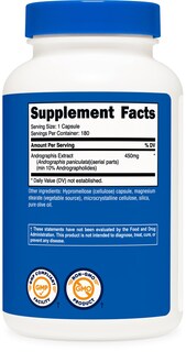 Foto 5 | Suplemento Nutricost: Extracto De Andrographis, 450 Mg, 180 Cápsulas - Venta Internacional.