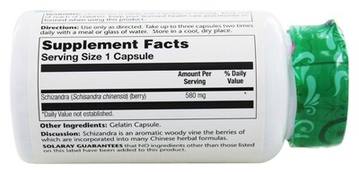 Foto 3 | Suplemento Solaray Schizandra 580 Mg 100 Cápsulas Vegetales - Venta Internacional.