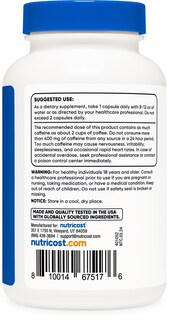 Foto 4 | Píldoras De Cafeína Nutricost 200 Mg/porción 250 Cápsulas - Venta Internacional.
