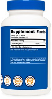 Foto 5 | Píldoras De Cafeína Nutricost 200 Mg/porción 250 Cápsulas - Venta Internacional.