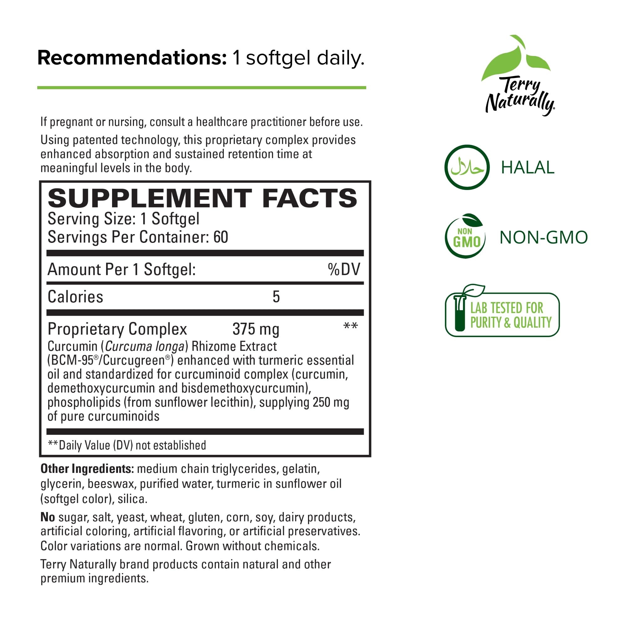 Foto 3 pulgar | Suplemento Terry Naturally Curamed 375 Mg De Curcumina 60 Cápsulas Blandas - Venta Internacional.