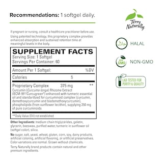 Foto 2 | Suplemento Terry Naturally Curamed 375 Mg De Curcumina 60 Cápsulas Blandas - Venta Internacional.
