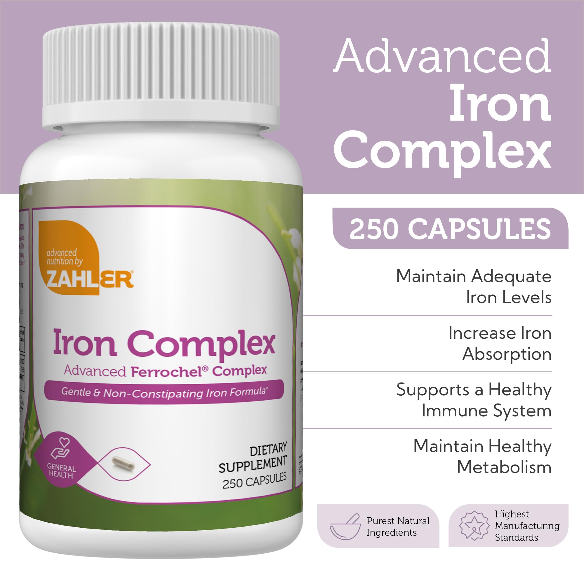 Foto 2 | Suplemento Zahler Iron Complex 250 Cápsulas - Venta Internacional.