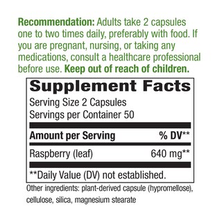 Foto 2 | Suplemento Nature's Way De Hoja De Frambuesa, 640 Mg, 100 Cápsulas Veganas - Venta Internacional.