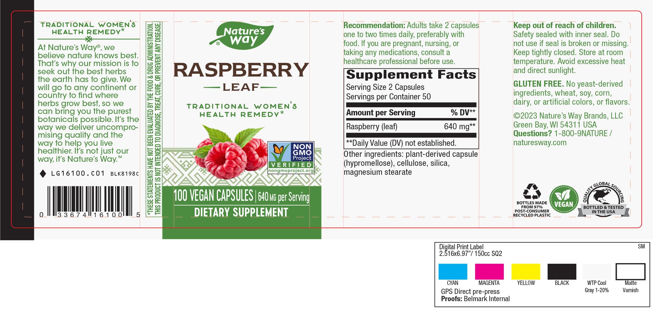 Foto 3 | Suplemento Nature's Way De Hoja De Frambuesa, 640 Mg, 100 Cápsulas Veganas - Venta Internacional.