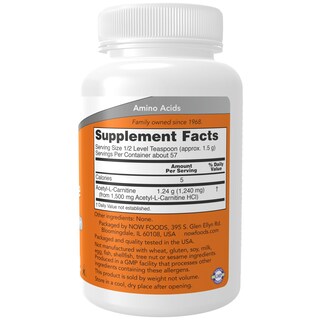 Foto 2 | Suplementos Now Foods Alc (acetil-l-carnitina) En Polvo, 90 Ml - Venta Internacional.