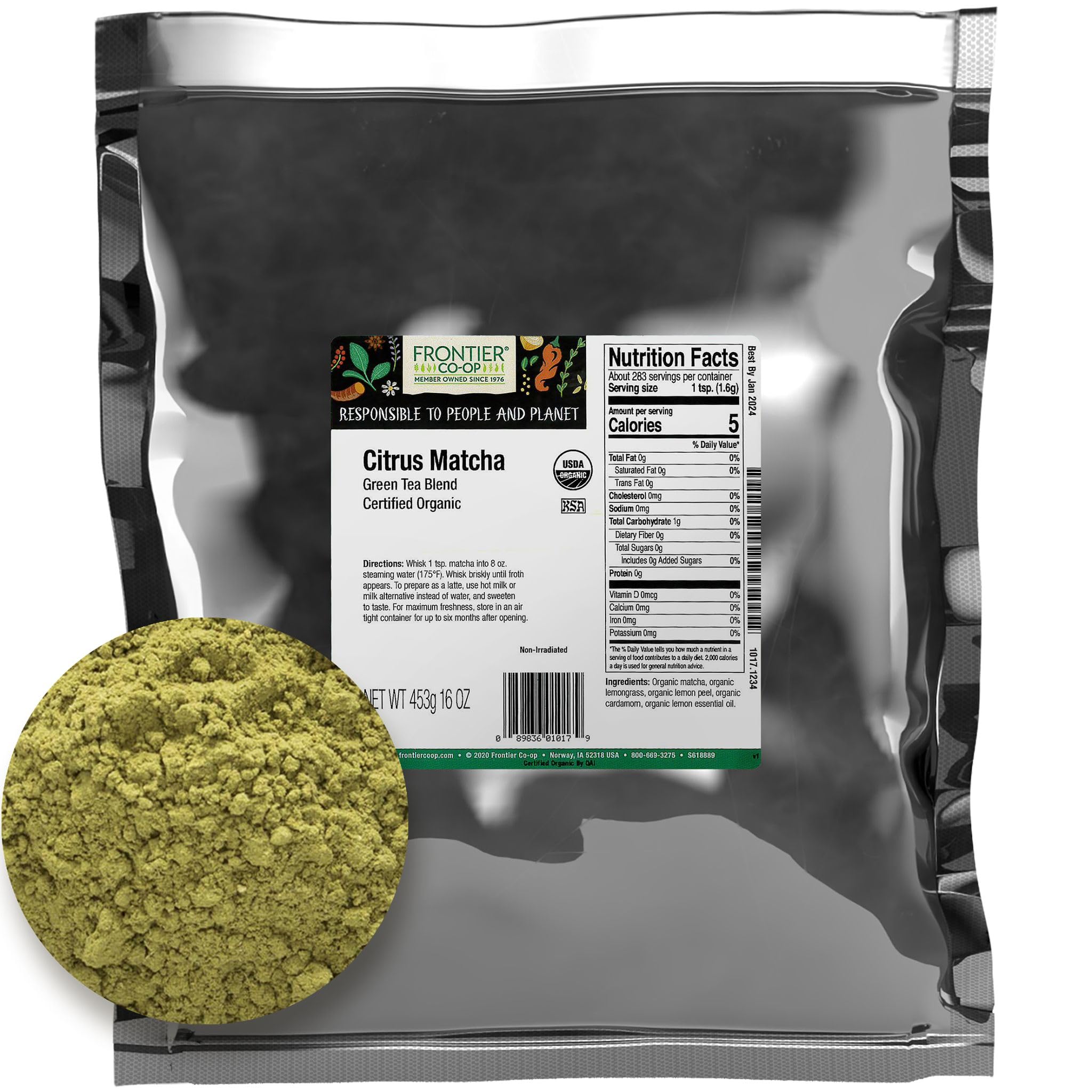 Foto 2 pulgar | Tea Frontier Bulk Citrus Matcha Green Organic, 473 Ml - Venta Internacional.