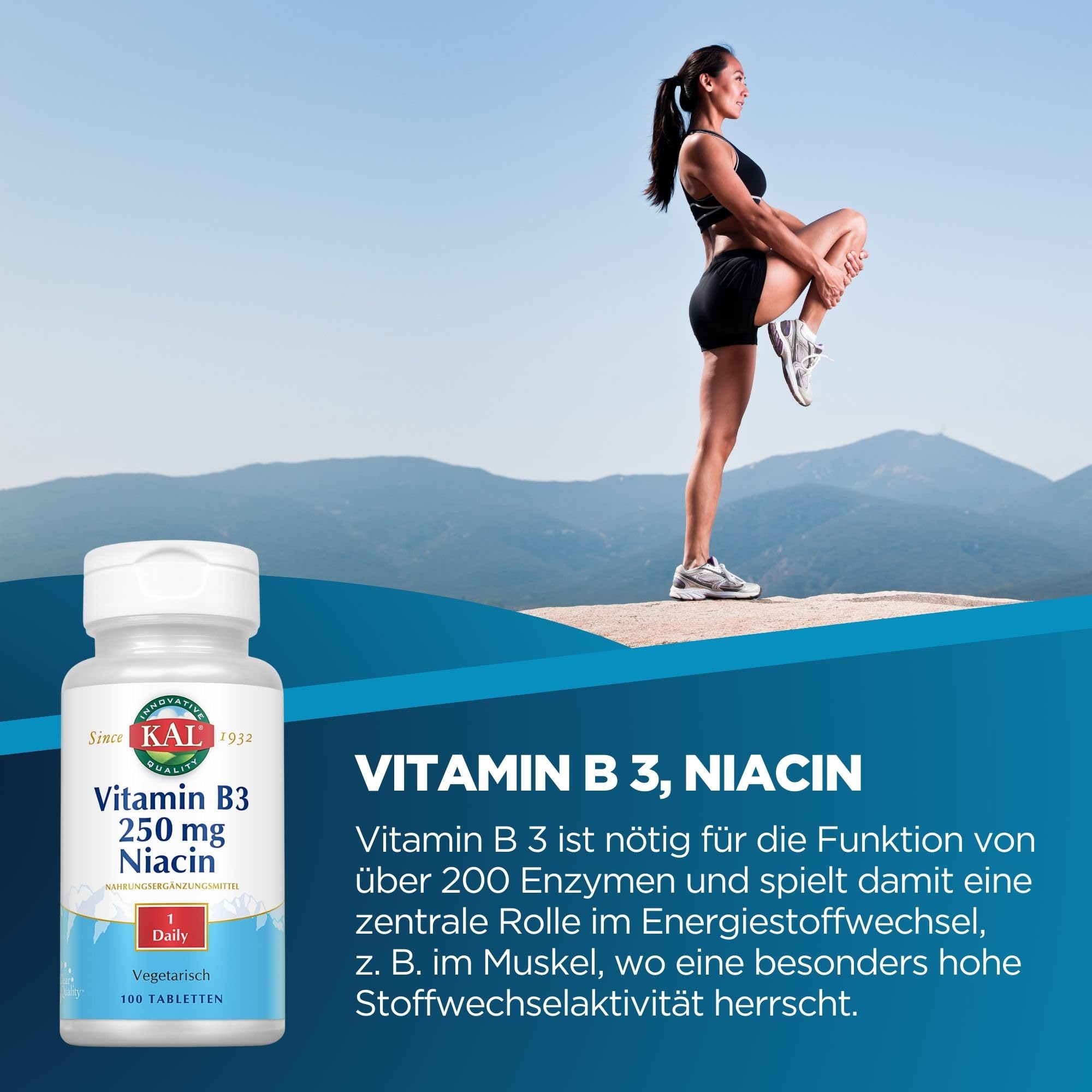 Foto 3 pulgar | Suplemento Kal En Tabletas De Niacina De 250 Mg, 100 Unidades - Venta Internacional.