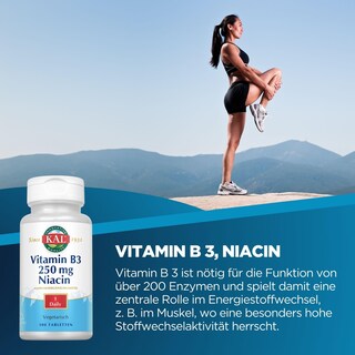 Foto 2 | Suplemento Kal En Tabletas De Niacina De 250 Mg, 100 Unidades - Venta Internacional.