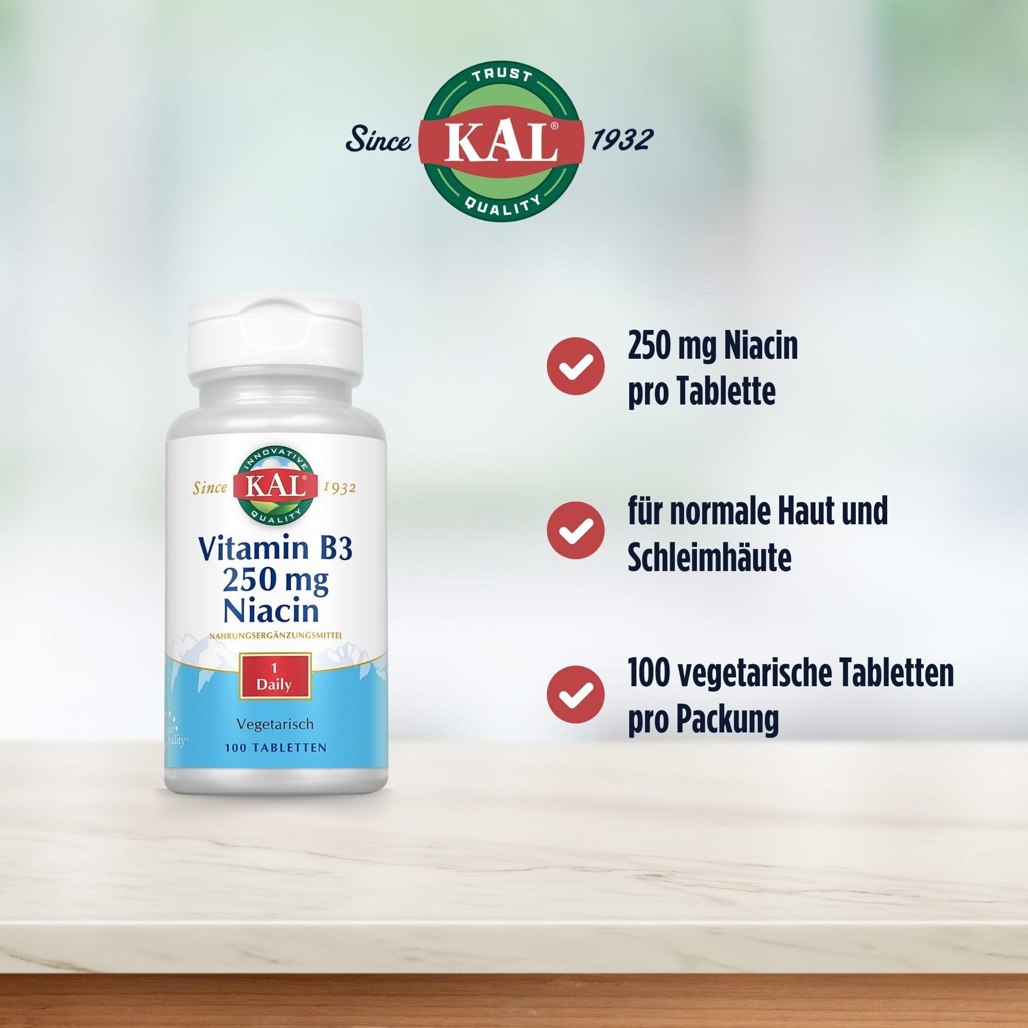 Foto 4 pulgar | Suplemento Kal En Tabletas De Niacina De 250 Mg, 100 Unidades - Venta Internacional.