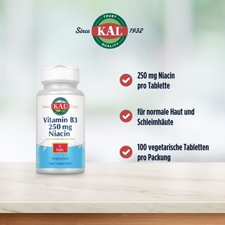 Foto 3 | Suplemento Kal En Tabletas De Niacina De 250 Mg, 100 Unidades - Venta Internacional.
