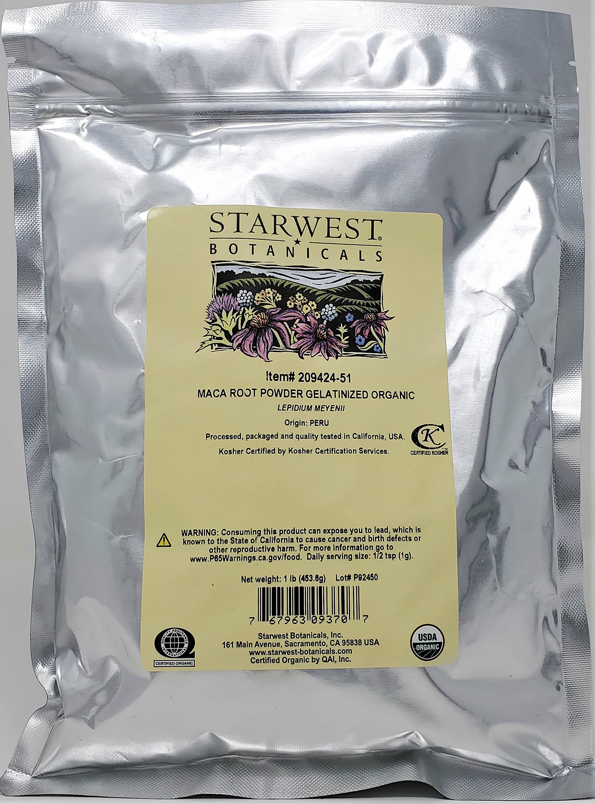 Raíz De Maca Orgánica En Polvo Starwest Botanicals 454 G - Venta Internacional.