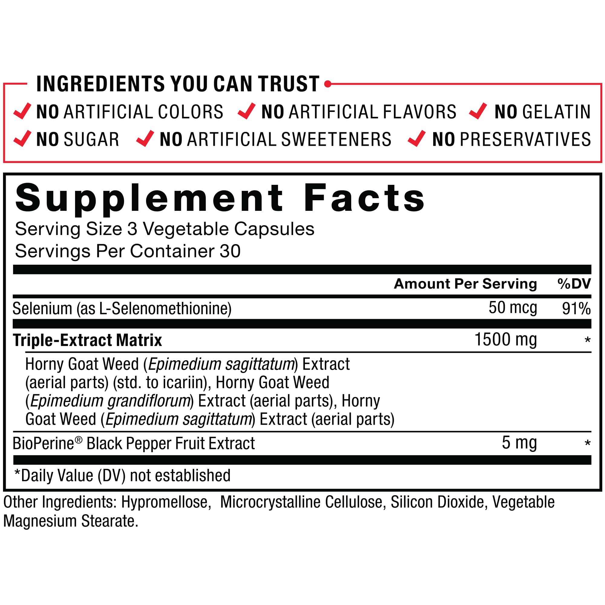Foto 5 pulgar | Suplemento Force Factor Horny Goat Weed Max 1500 Mg 90 Cápsulas - Venta Internacional.