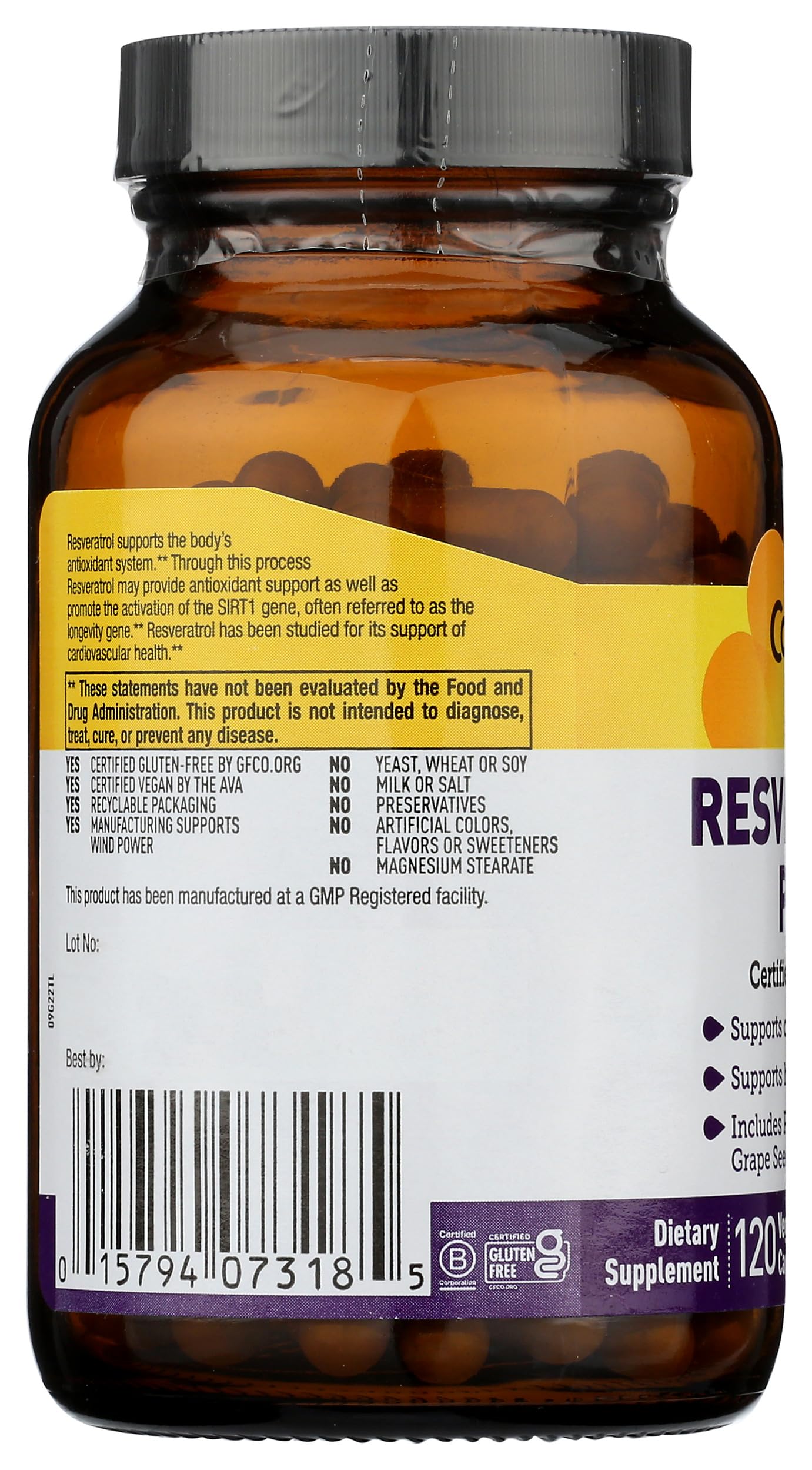 Foto 7 pulgar | Suplemento Country Life Resveratrol Plus 120 Tabletas - Venta Internacional.