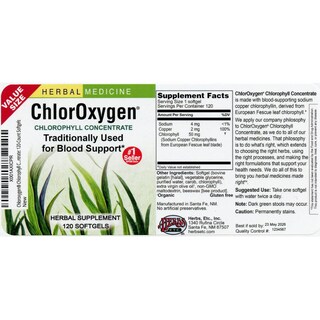 Foto 2 | Suplemento Dietético, Hierbas, Etc. Chloroxygen 120 Cápsulas Blandas - Venta Internacional.