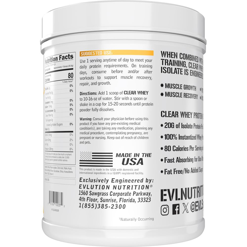 Foto 4 pulgar | Proteína En Polvo Evlution Nutrition Clear Whey Peach Mango 500 G - Venta Internacional.