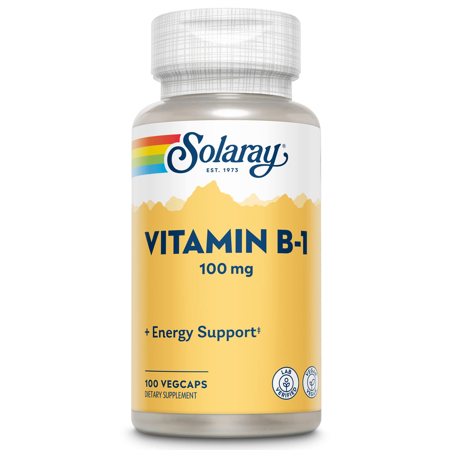 Suplemento Solaray De Vitamina B-1, 100 Mg, Soporte Saludable, 100 Cápsulas Vegetales - Venta Internacional.