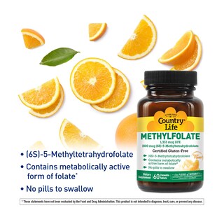 Foto 2 | Tabletas Masticables Country Life Metilfolate 60 Tabletas - Venta Internacional.