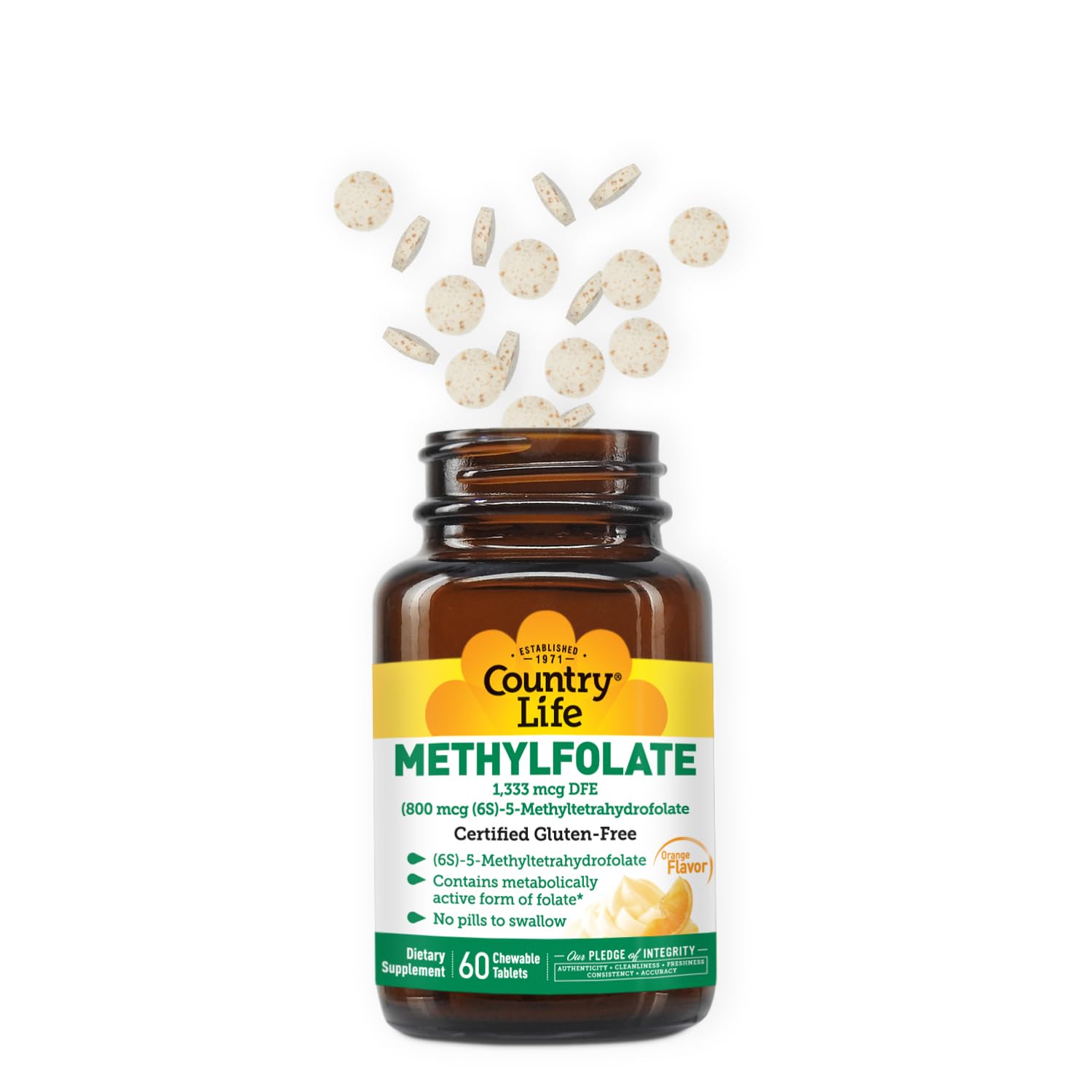 Foto 4 pulgar | Tabletas Masticables Country Life Metilfolate 60 Tabletas - Venta Internacional.