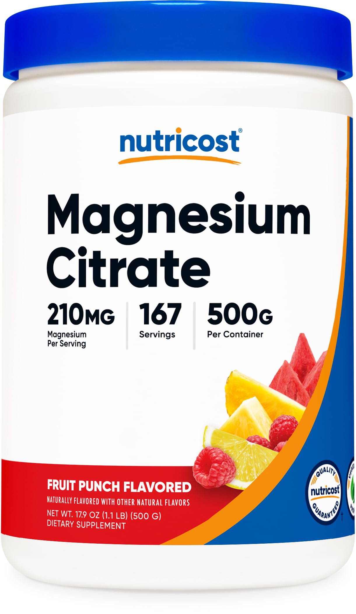 Foto 2 pulgar | Citrato De Magnesio En Polvo Nutricost Fruit Punch 500 G - Venta Internacional.