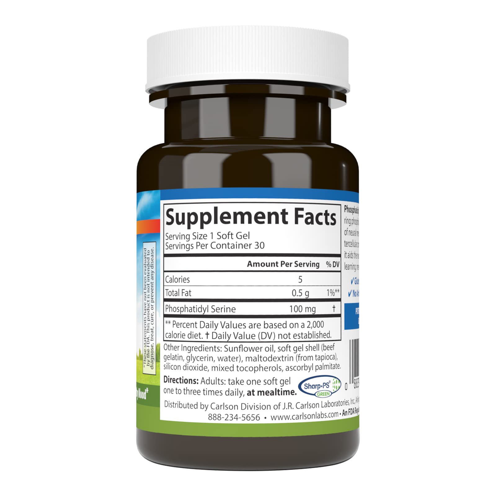 Foto 3 pulgar | Suplemento Carlson De Fosfatidilserina, 100 Mg, 30 Cápsulas Blandas - Venta Internacional.