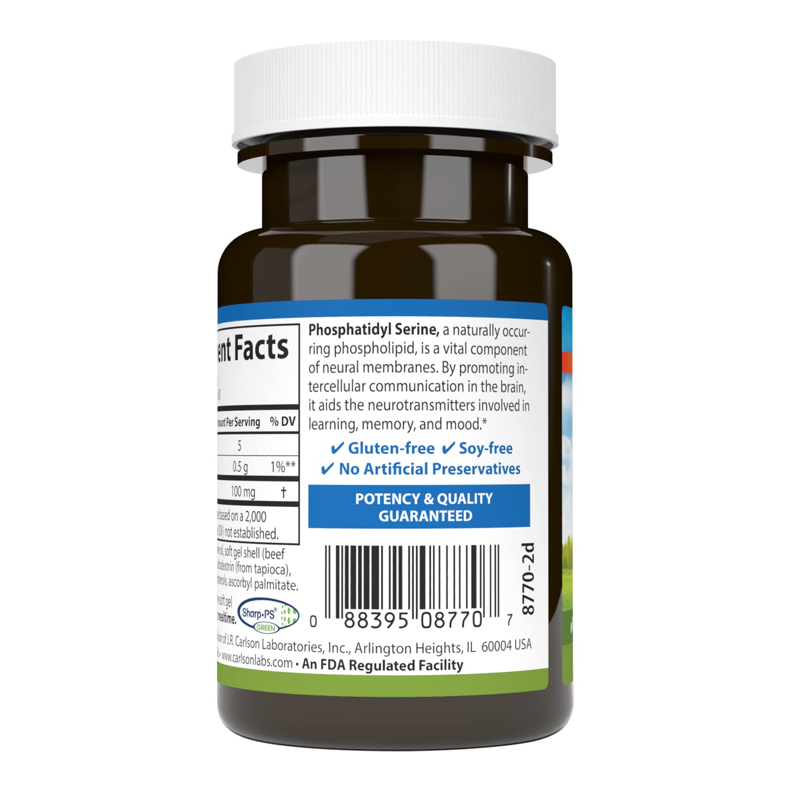 Foto 4 pulgar | Suplemento Carlson De Fosfatidilserina, 100 Mg, 30 Cápsulas Blandas - Venta Internacional.