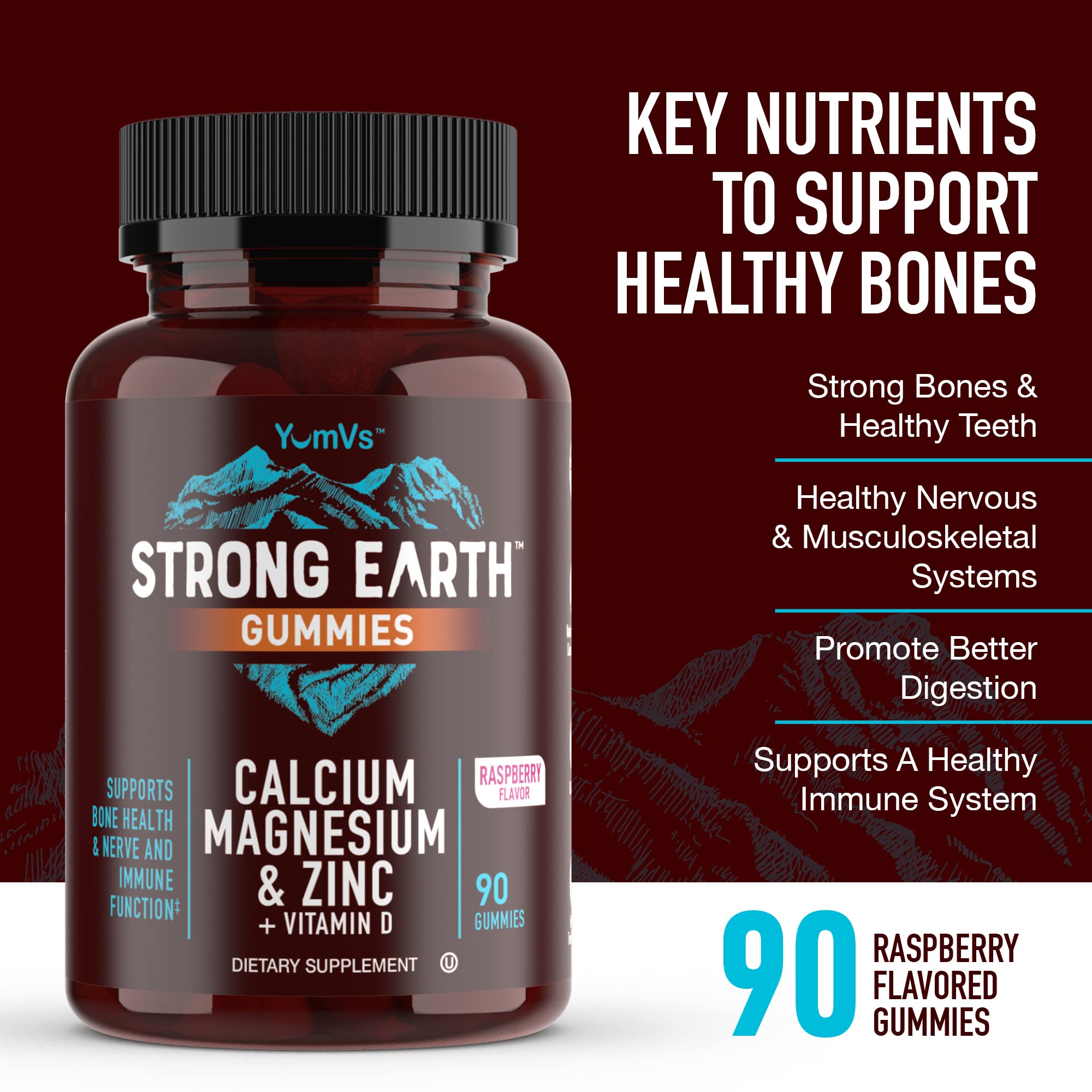Foto 4 pulgar | Complementa Las Gomitas De Calcio, Magnesio Y Zinc Strong Earth De Yum-v - Venta Internacional.