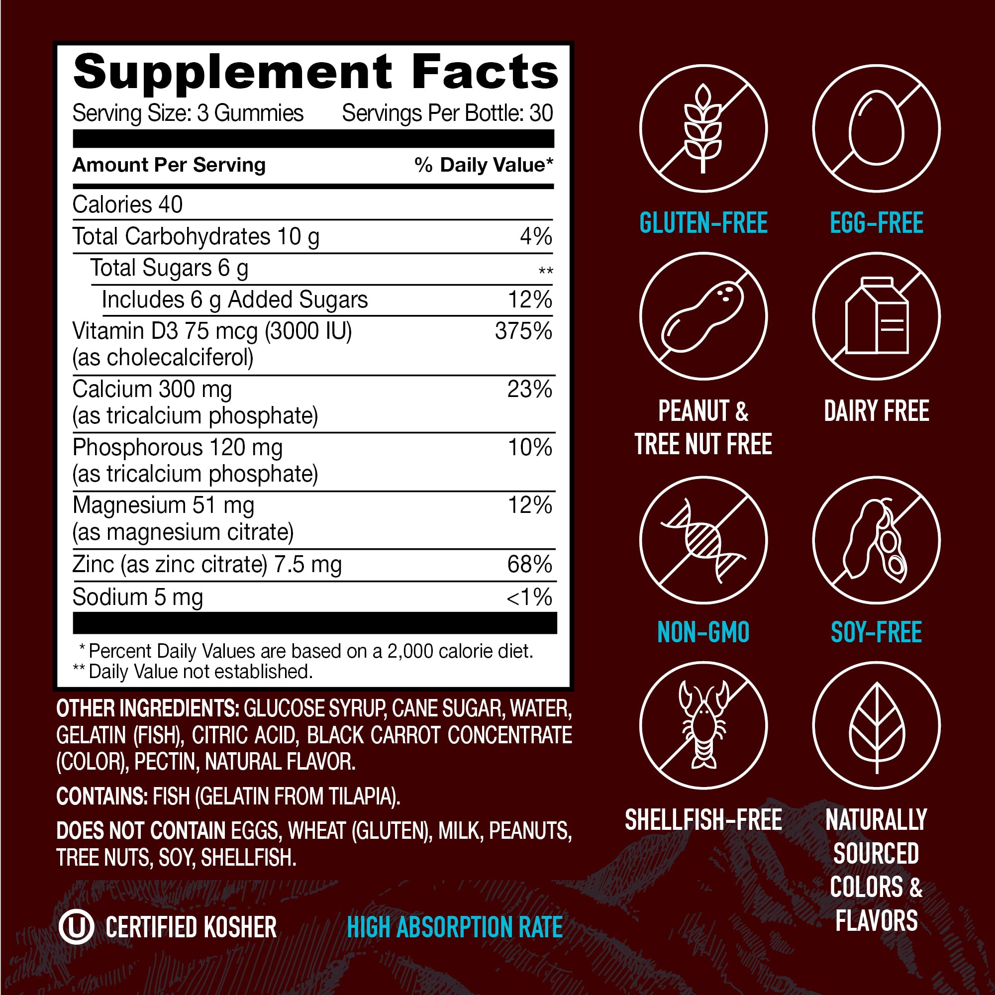 Foto 6 | Complementa Las Gomitas De Calcio, Magnesio Y Zinc Strong Earth De Yum-v - Venta Internacional.