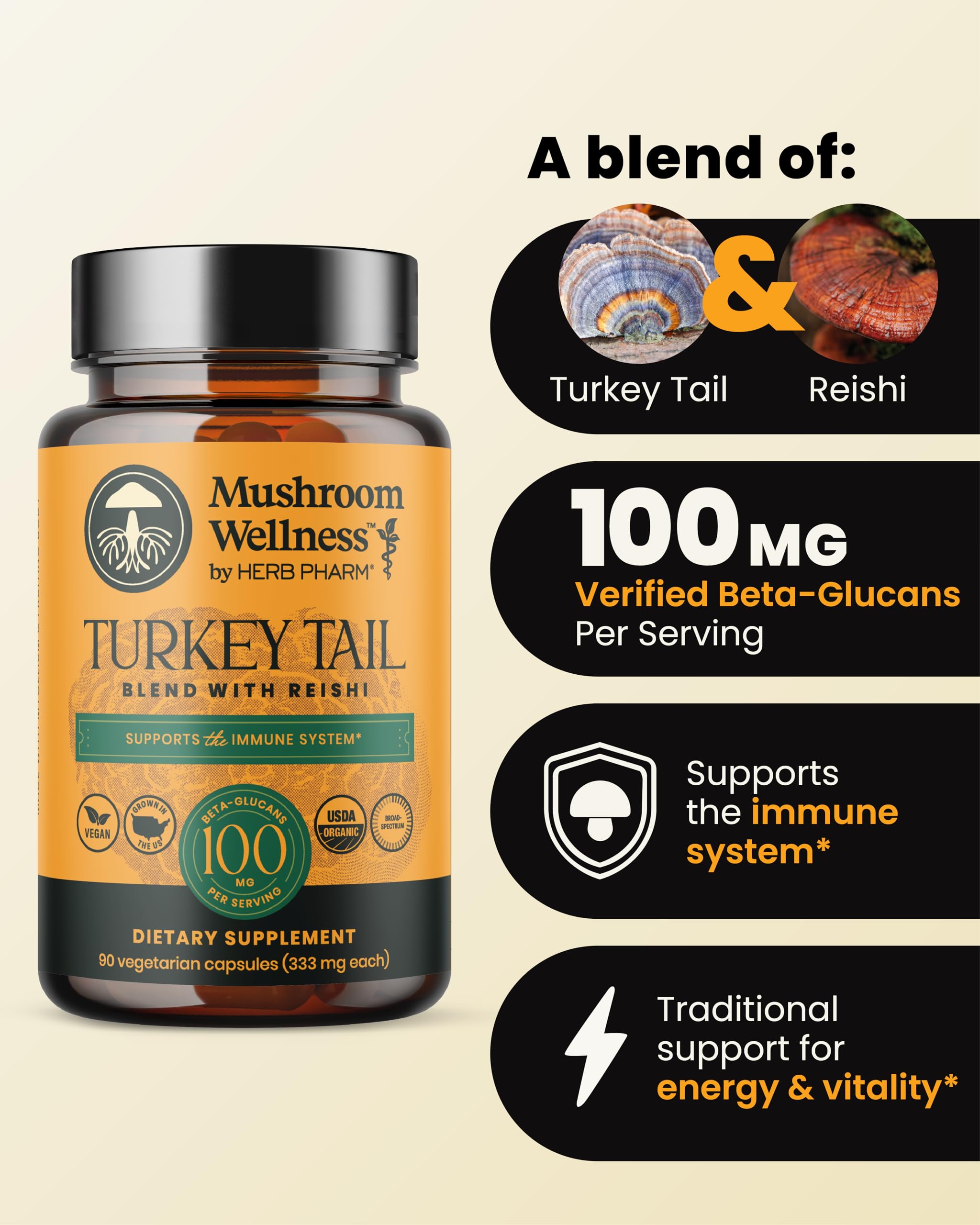 Foto 3 pulgar | Suplemento: Mezcla De Cola De Pavo Herb Pharm Mushroom Wellness - Venta Internacional.