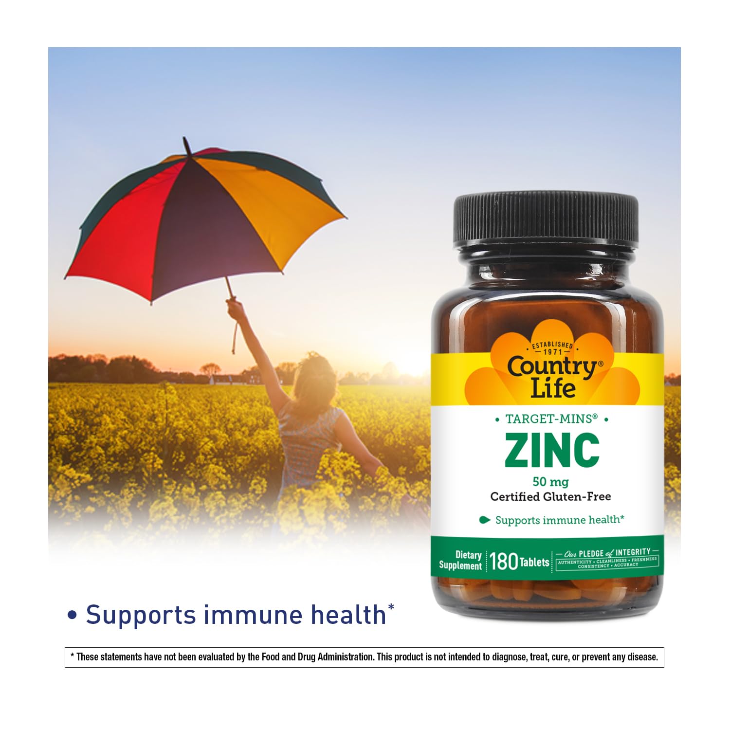 Foto 3 pulgar | Suplementos De Zinc Country Life Target-mins 50 Mg 180 Comprimidos - Venta Internacional.