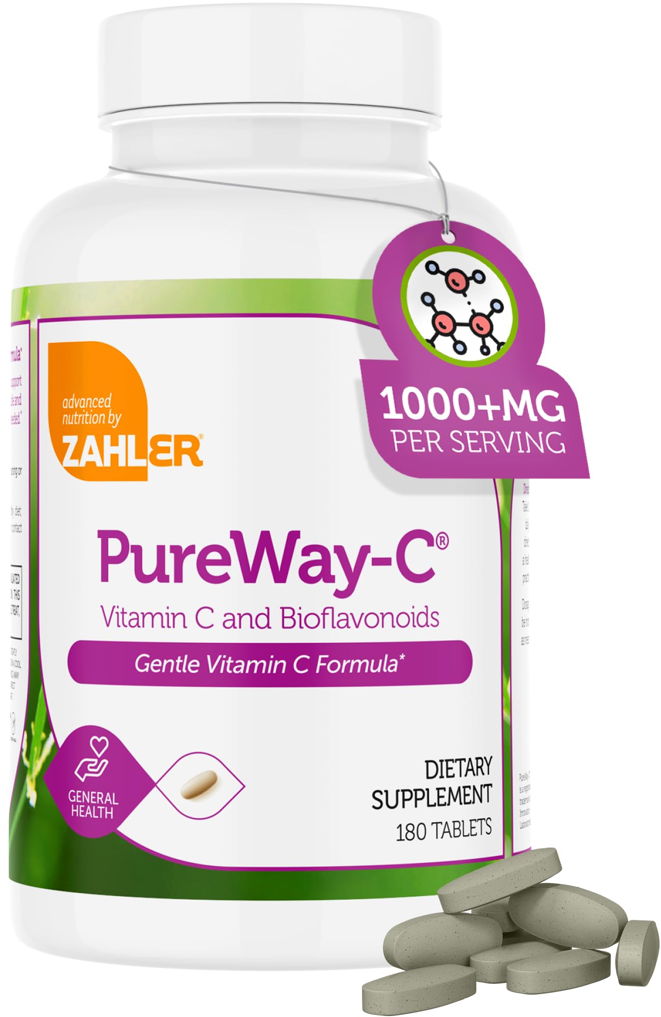 Suplemento De Vitamina C Zahler Pureway-c 1000 Mg 180 Comprimidos - Venta Internacional.