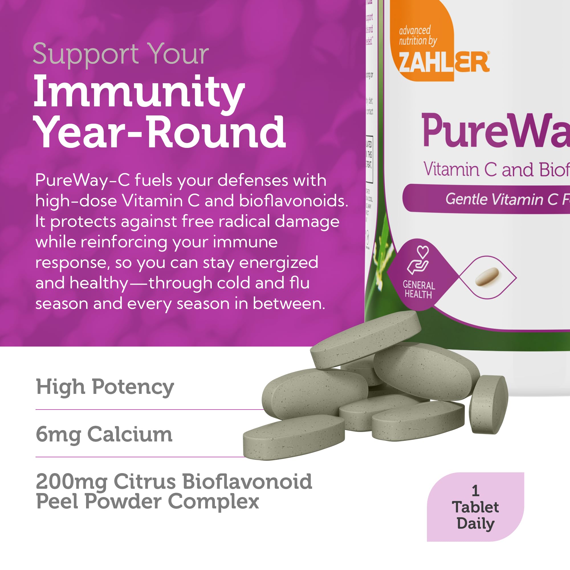 Foto 5 pulgar | Suplemento De Vitamina C Zahler Pureway-c 1000 Mg 180 Comprimidos - Venta Internacional.