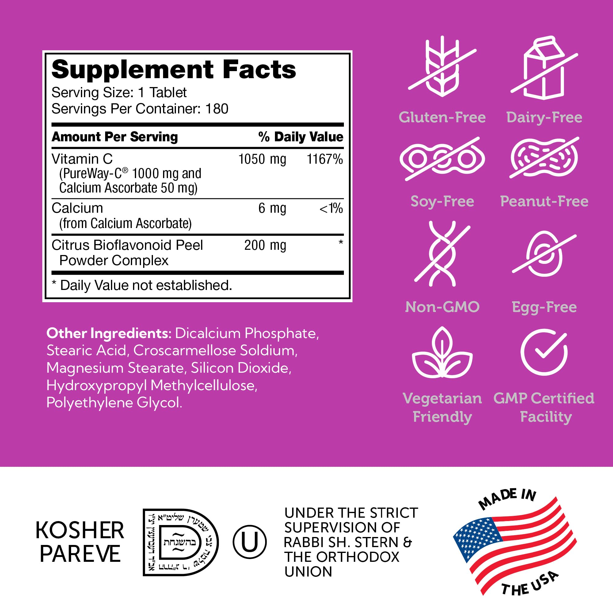 Foto 6 pulgar | Suplemento De Vitamina C Zahler Pureway-c 1000 Mg 180 Comprimidos - Venta Internacional.