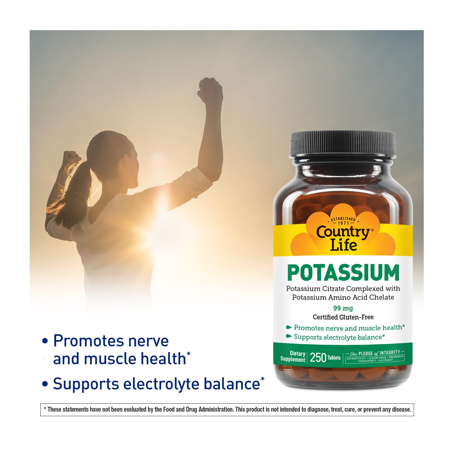 Foto 3 pulgar | Suplemento Country Life Potasio 99 Mg Quelatado 250 Comprimidos - Venta Internacional.