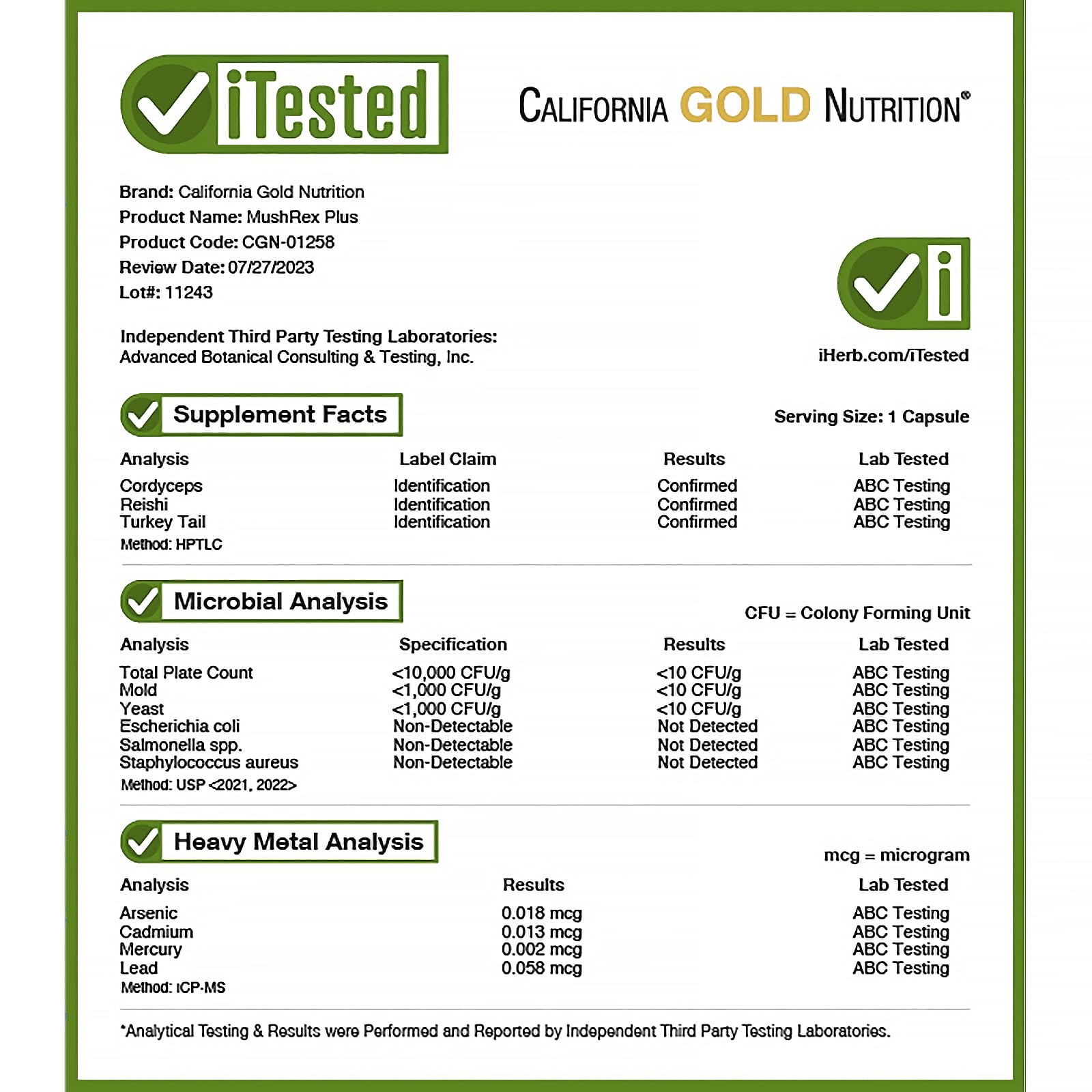 Foto 7 pulgar | Suplemento Fungiology Mushrex Plus De California Gold Nutrition - Venta Internacional.