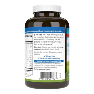 Foto 3 | Suplemento Carlson B-100 Gels, Complejo De Vitamina B De Alta Potencia - Venta Internacional.